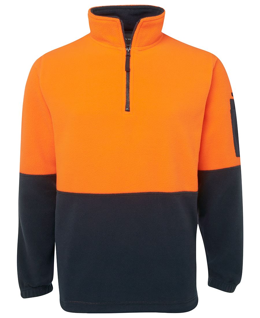 JB's Hi Vis 1/2 Zip Polar Fleece - Orange/Navy - Front