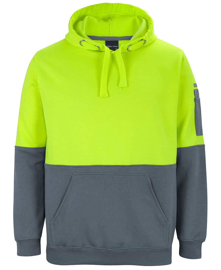 JB's Hi Vis Pull Over Hoodie - Lime/Charcoal - Front