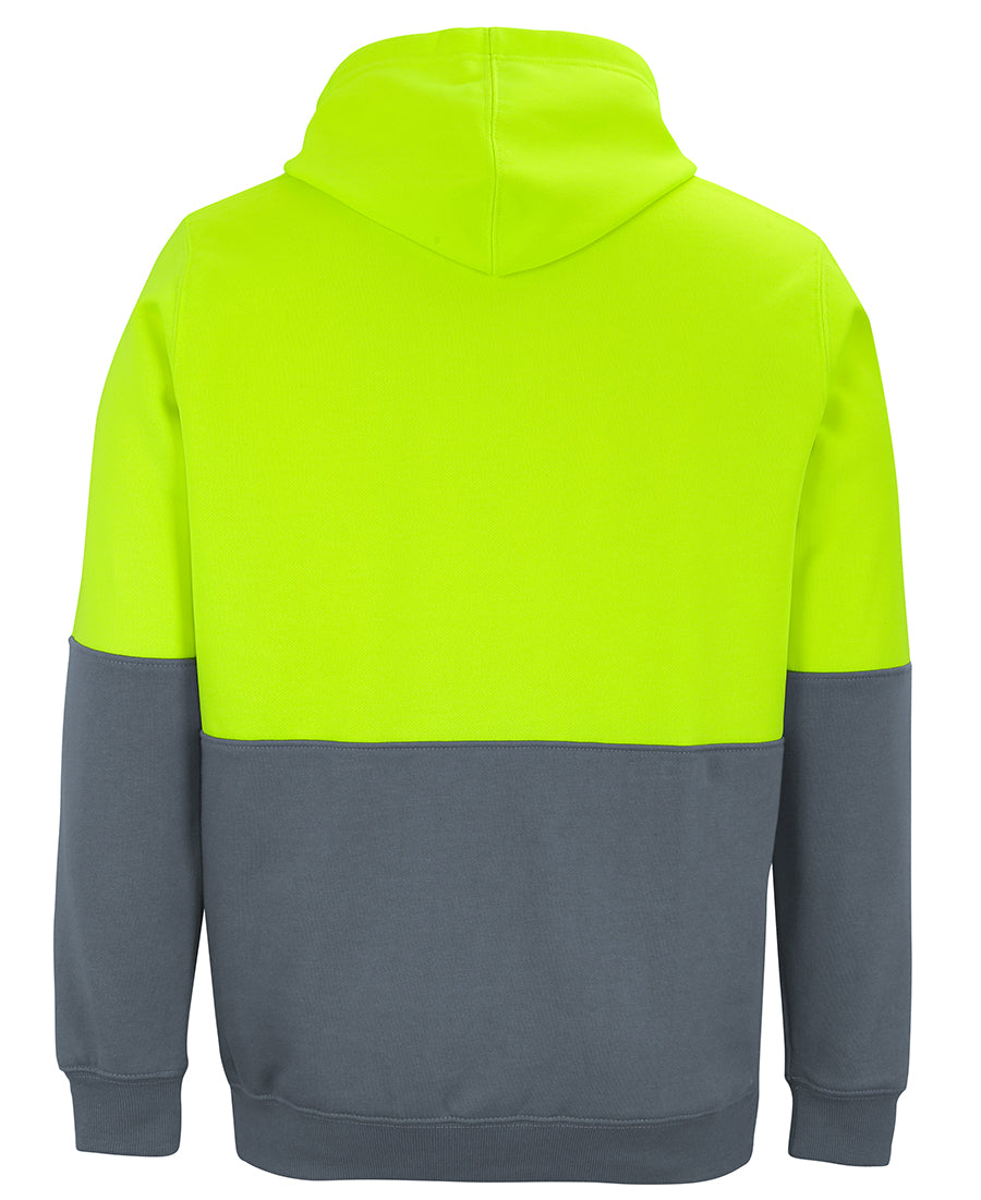 JB's Hi Vis Pull Over Hoodie - Lime/Charcoal - Back