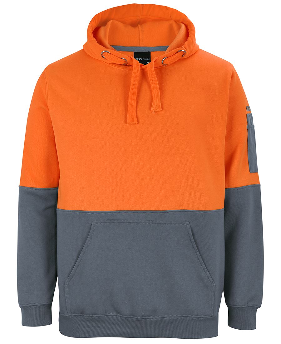 JB's Hi Vis Pull Over Hoodie - Orange/Charcoal - Front
