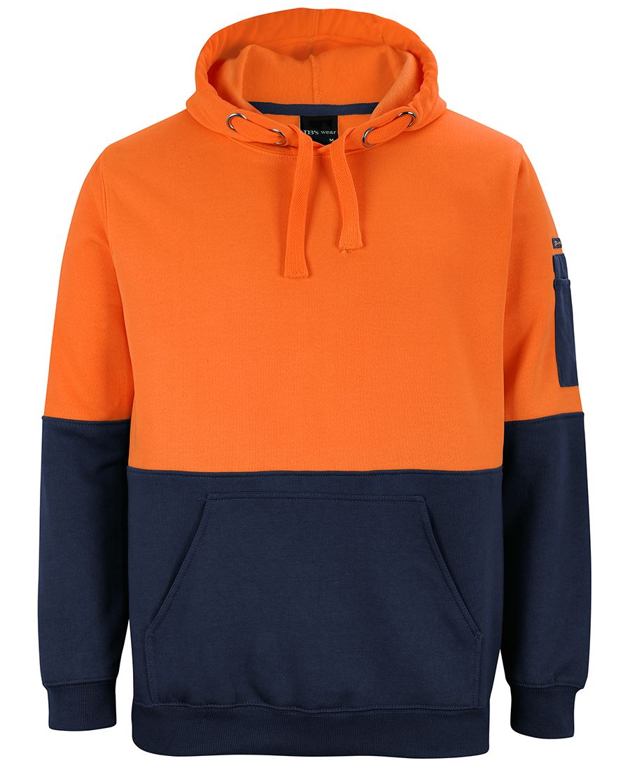 JB's Hi Vis Pull Over Hoodie - Orange/Navy - Front