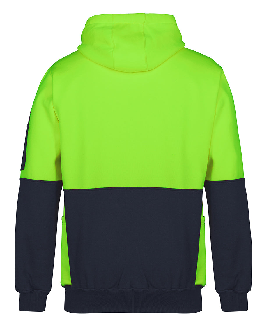 JB's Hi Vis 330G Pull Over Hoodie - Lime/Navy - Back