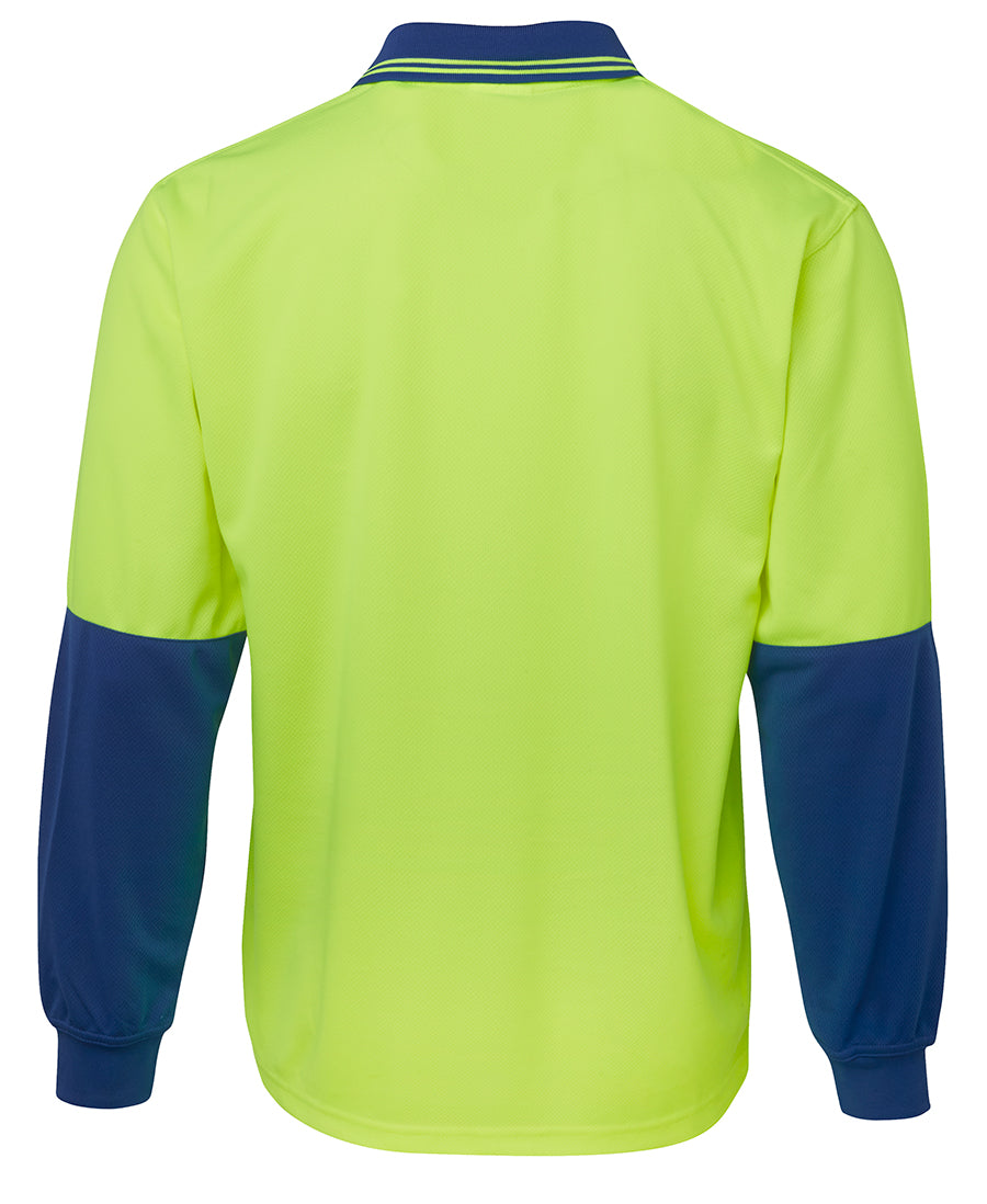 JB's Hi Vis L/S Traditional Polo - Lime/Royal - Back