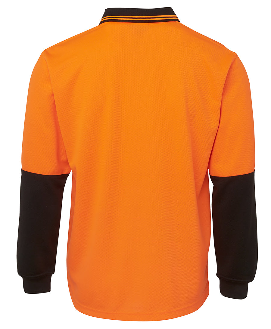 JB's Hi Vis L/S Traditional Polo - Orange/Black - Back
