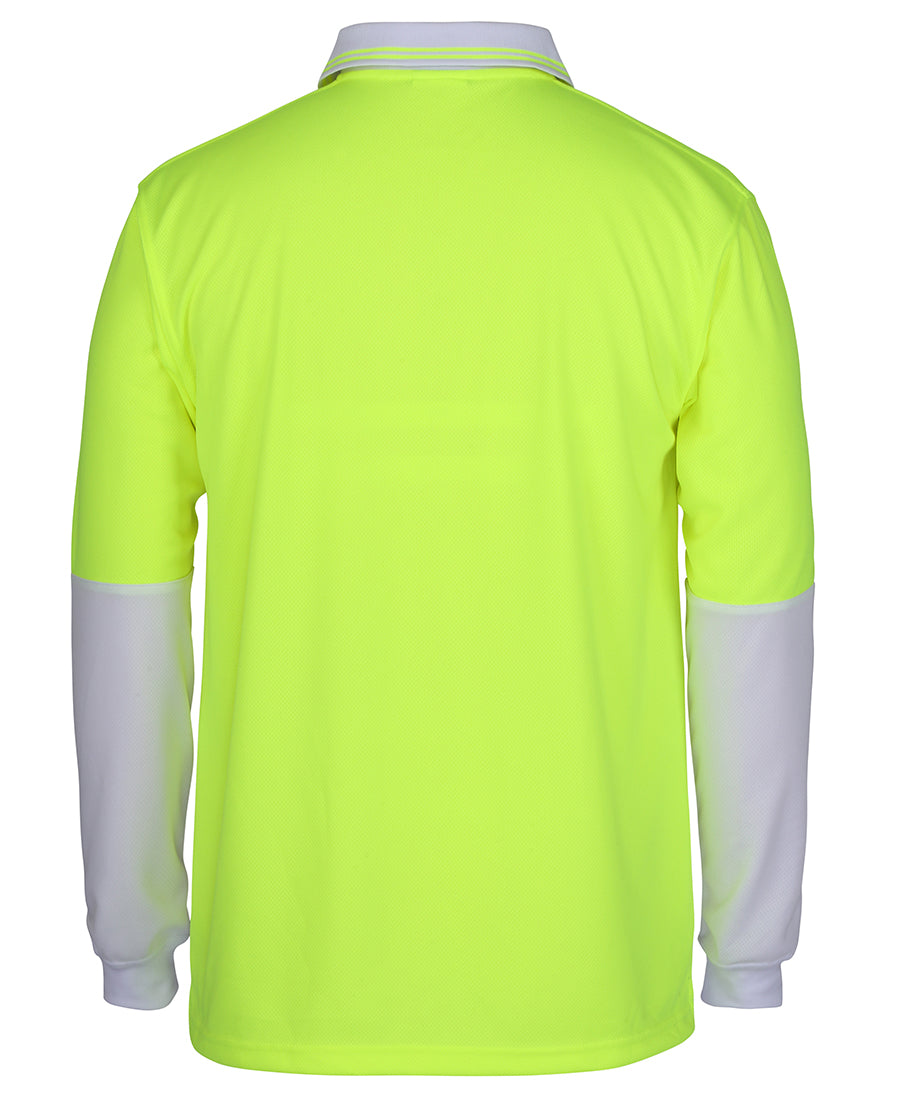 JB's Hi Vis L/S Traditional Polo - Lime/White - Back