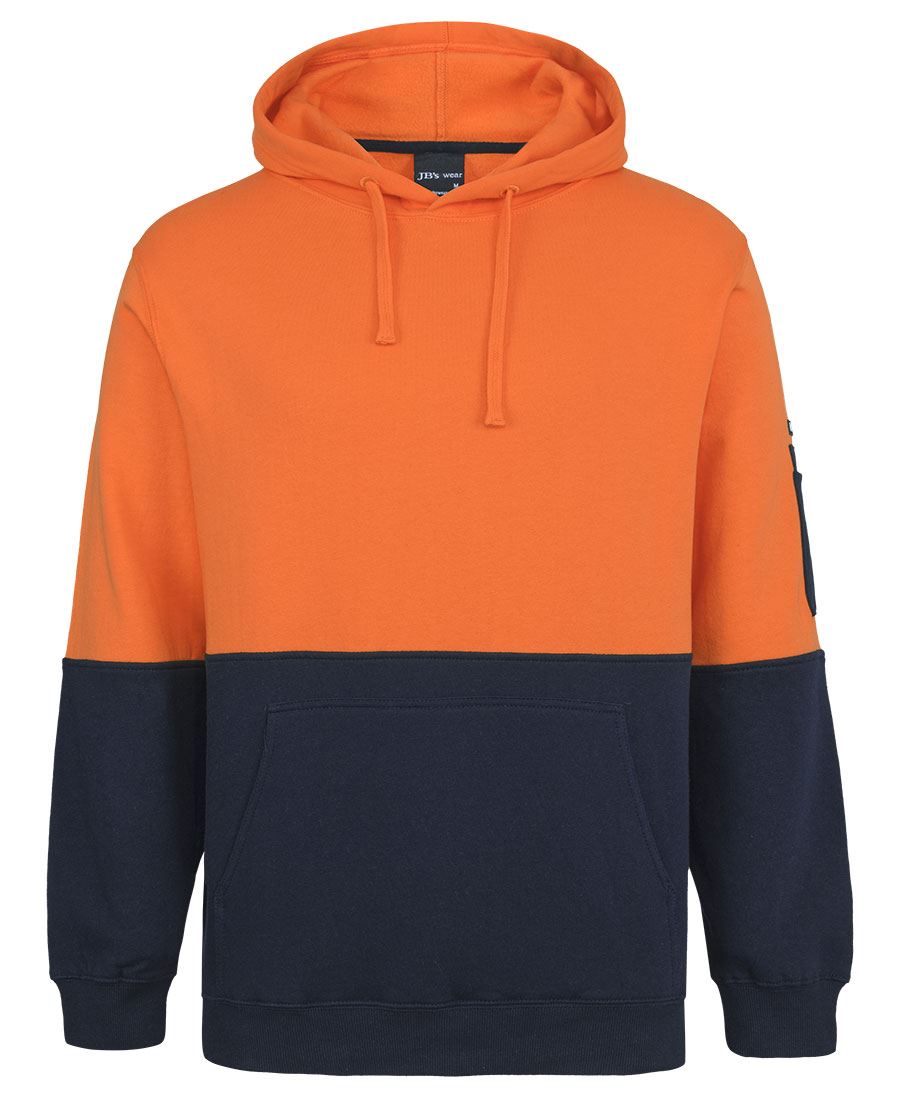 JB's Hi Vis 310 Cotton Pull Over Hoodie - Orange/Navy - Front