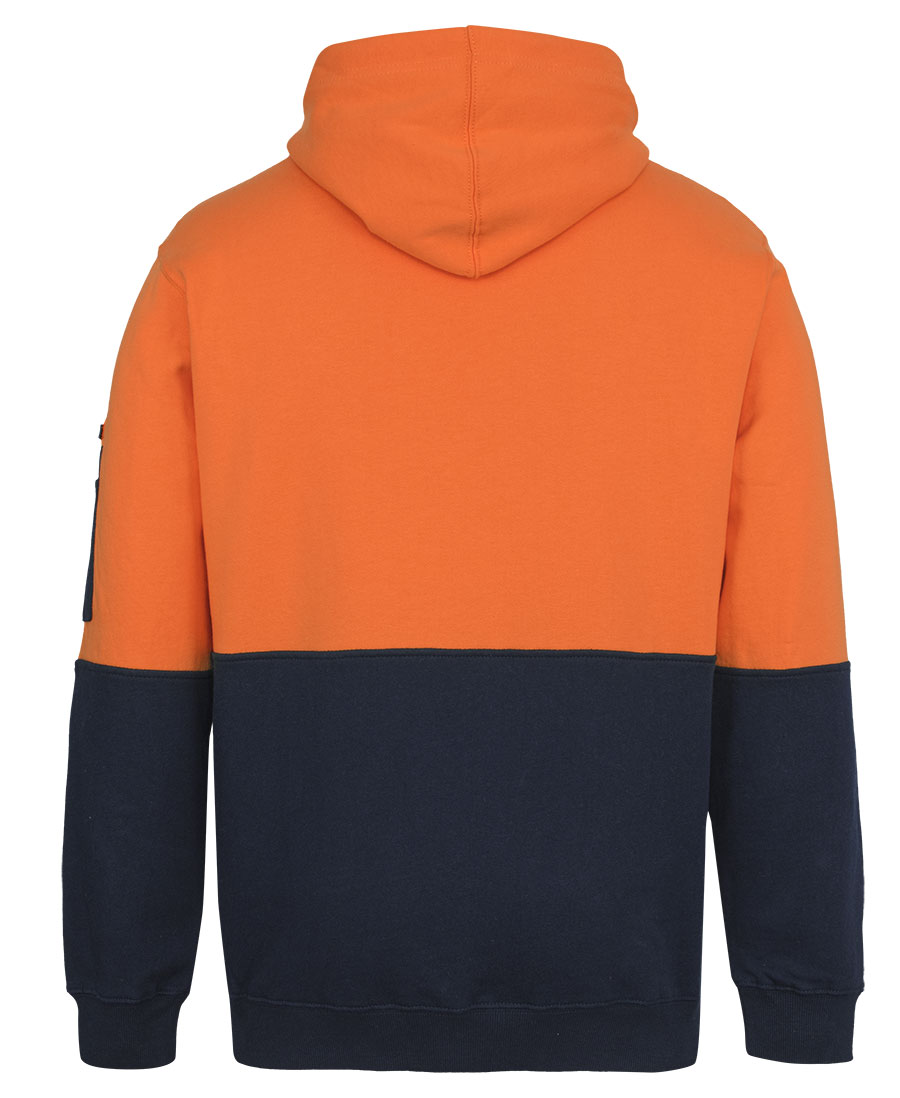JB's Hi Vis 310 Cotton Pull Over Hoodie - Orange/Navy - Back