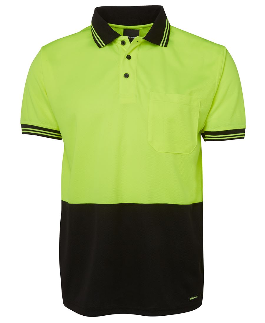 JB's Hi Vis S/S Traditional Polo - Lime/Black - Front