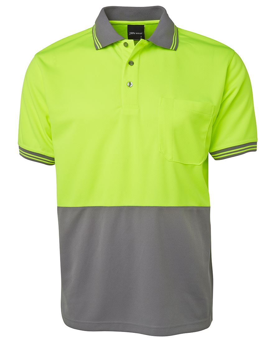 JB's Hi Vis S/S Traditional Polo - Lime/Charcoal - Front