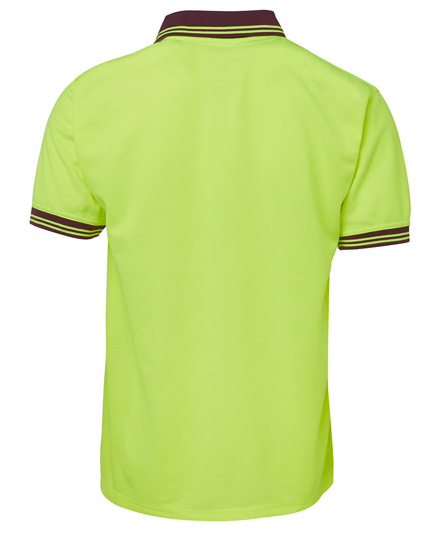 JB's Hi Vis S/S Traditional Polo - Lime/Maroon - Back