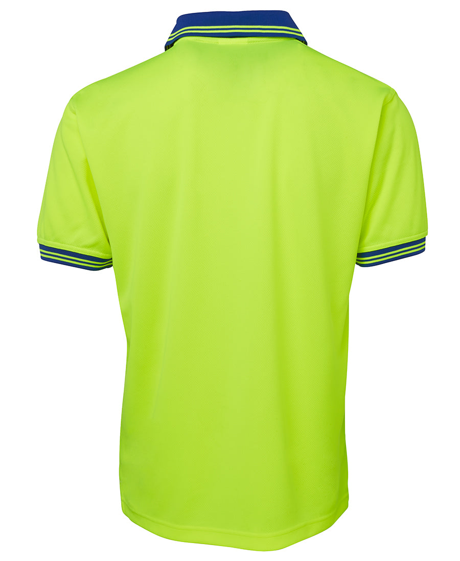JB's Hi Vis S/S Traditional Polo - Lime/Royal - Back