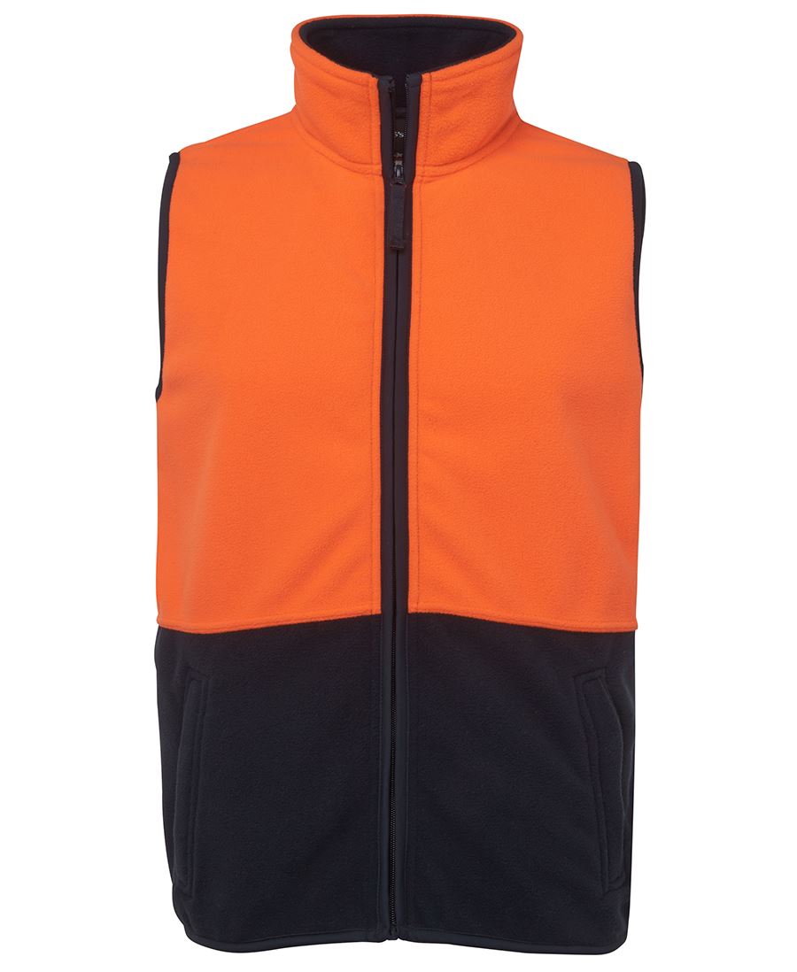 JB's Hi Vis Polar Vest - Orange/Navy - Front