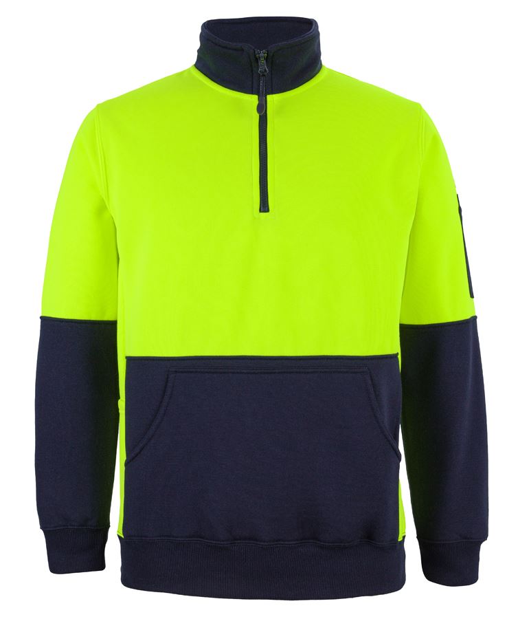 JB's Hi Vis 330G 1/2 Zip Fleece - Lime/Navy - Front