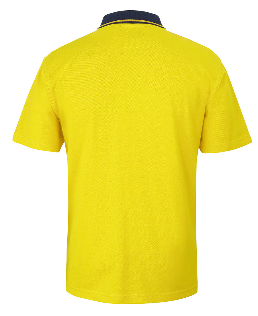 JB's Hi Vis S/S Cotton Pique Trad Polo - Yellow/Navy - Back