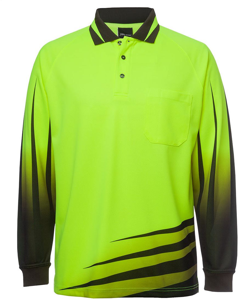 JB's Hi Vis L/S Rippa Sub Polo - Lime/Black - Front