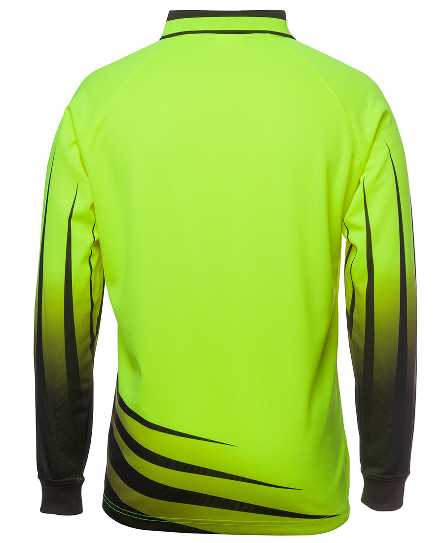 JB's Hi Vis L/S Rippa Sub Polo - Lime/Black - Back