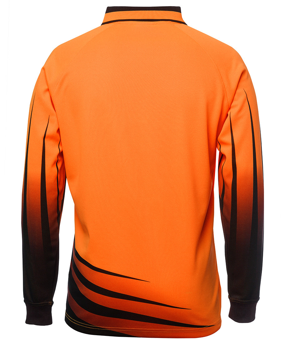 JB's Hi Vis L/S Rippa Sub Polo - Orange/Black - Back