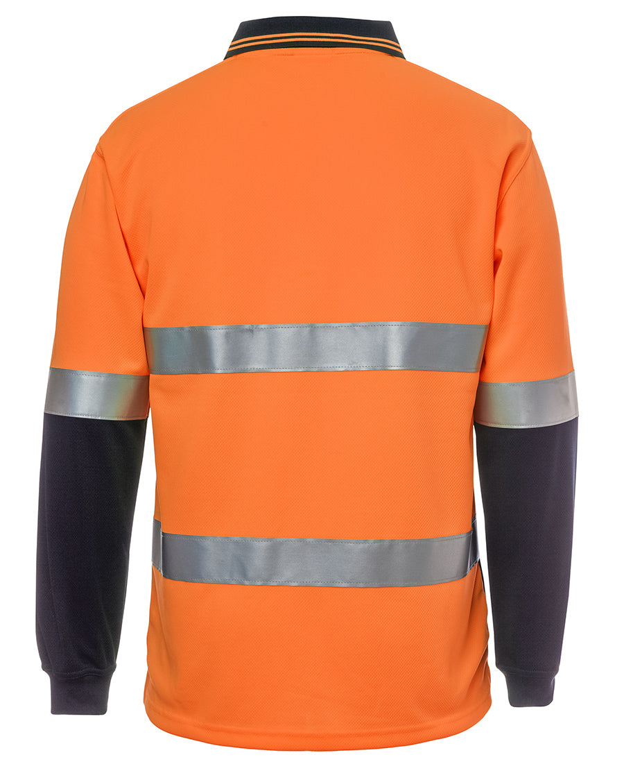 JB's Hi Vis L/S (D+N) Traditional Polo - Orange/Navy - Back