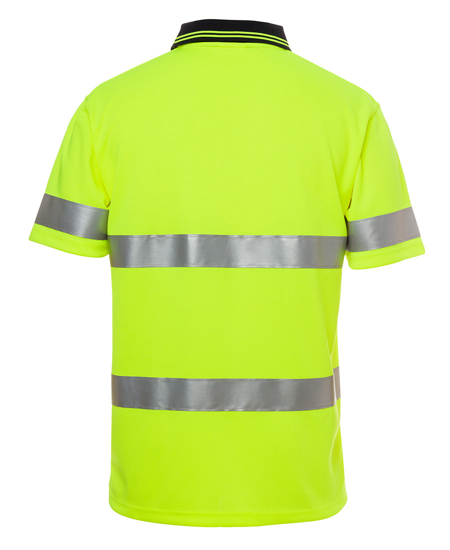 JB's Hi Vis S/S (D+N) Traditional Polo - Lime/Navy - Back