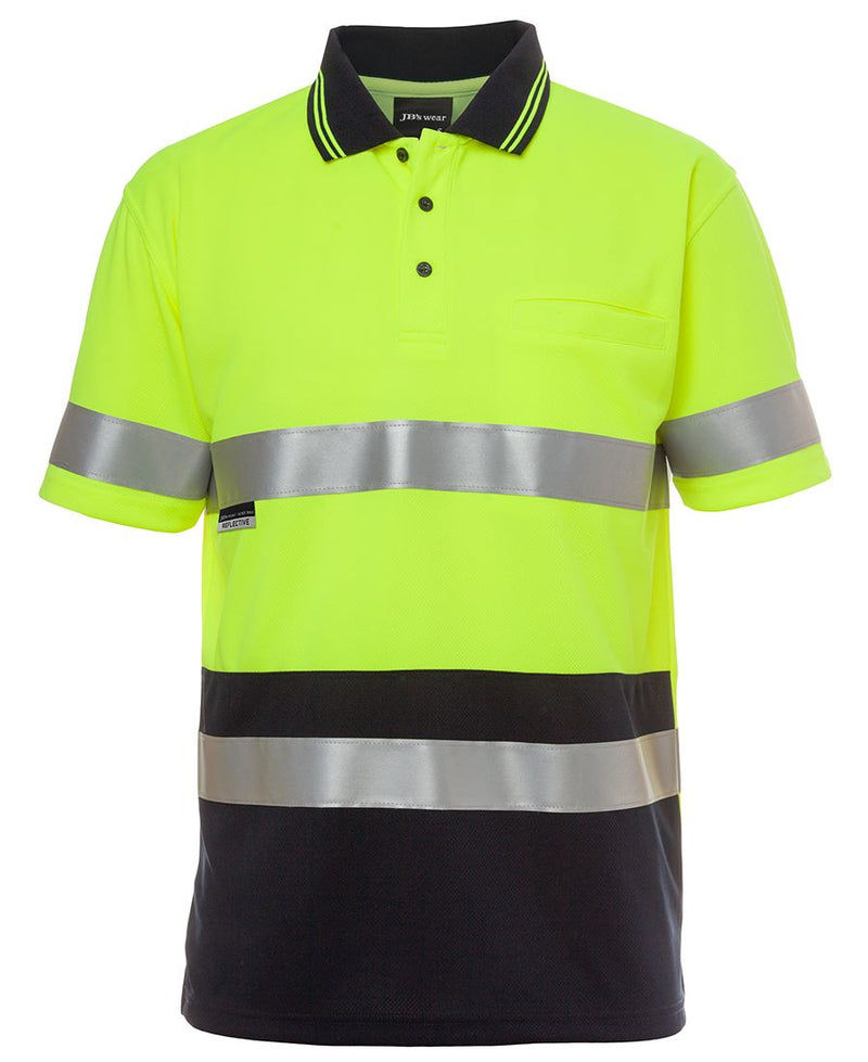 JB's Hi Vis S/S (D+N) Traditional Polo - Lime/Navy - Front