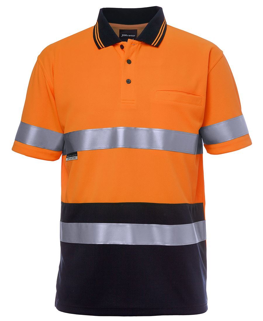 JB's Hi Vis S/S (D+N) Traditional Polo - Orange/Navy - Front