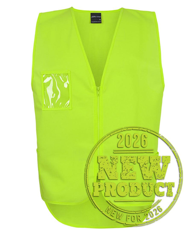 JB's Hi Vis Zip Drop Tail Safety Vest - Lime - Front