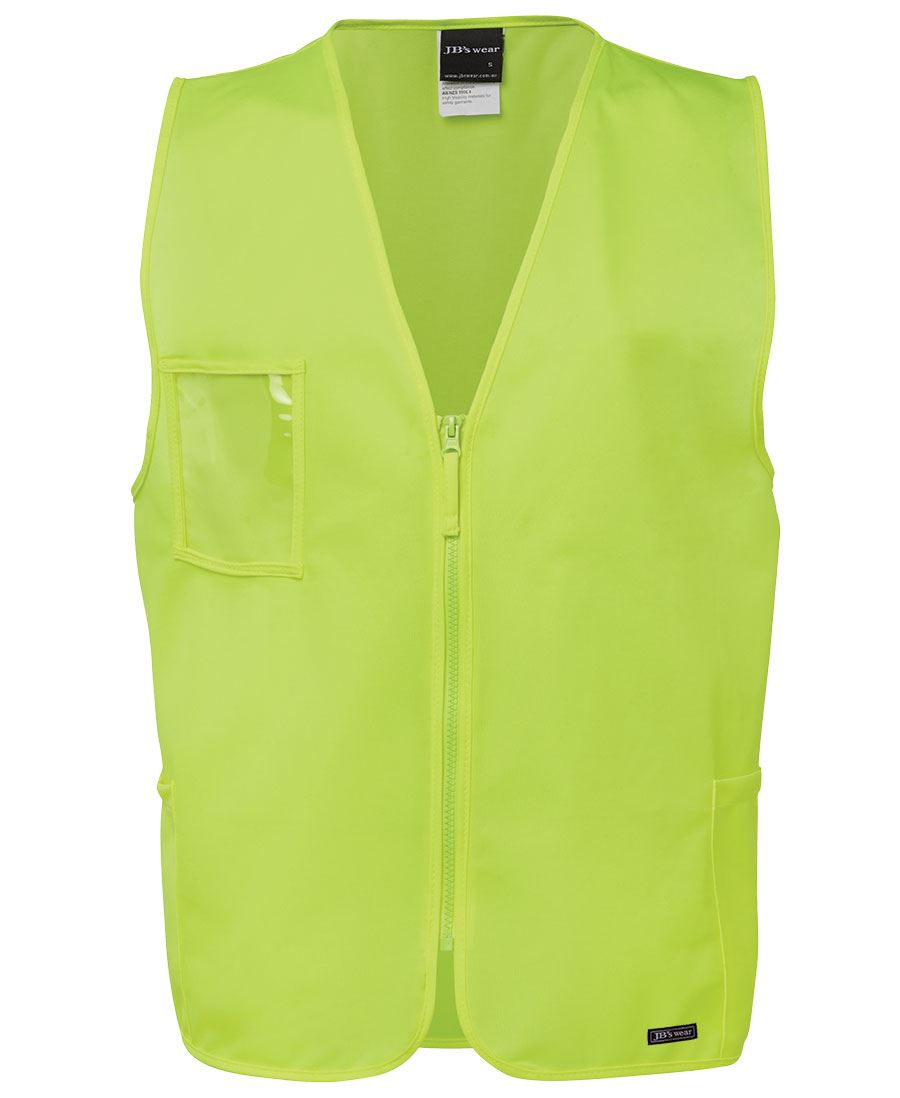 JB's Hi Vis Zip Safety Vest - Lime - Front