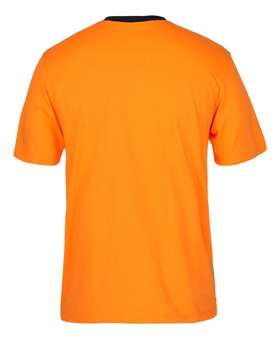 JB's Hi Vis Crew Neck Cotton T-Shirt - Orange/Navy - Back
