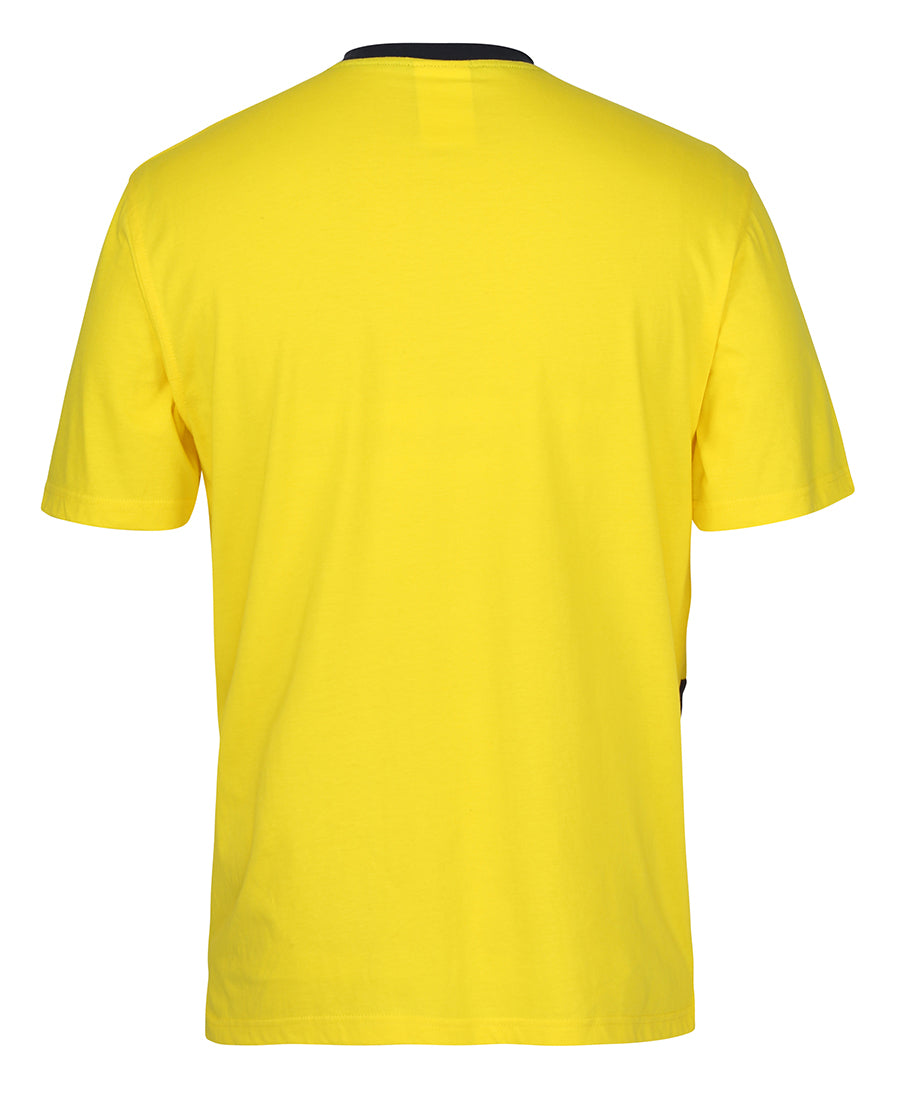 JB's Hi Vis Crew Neck Cotton T-Shirt - Yellow/Navy - Back