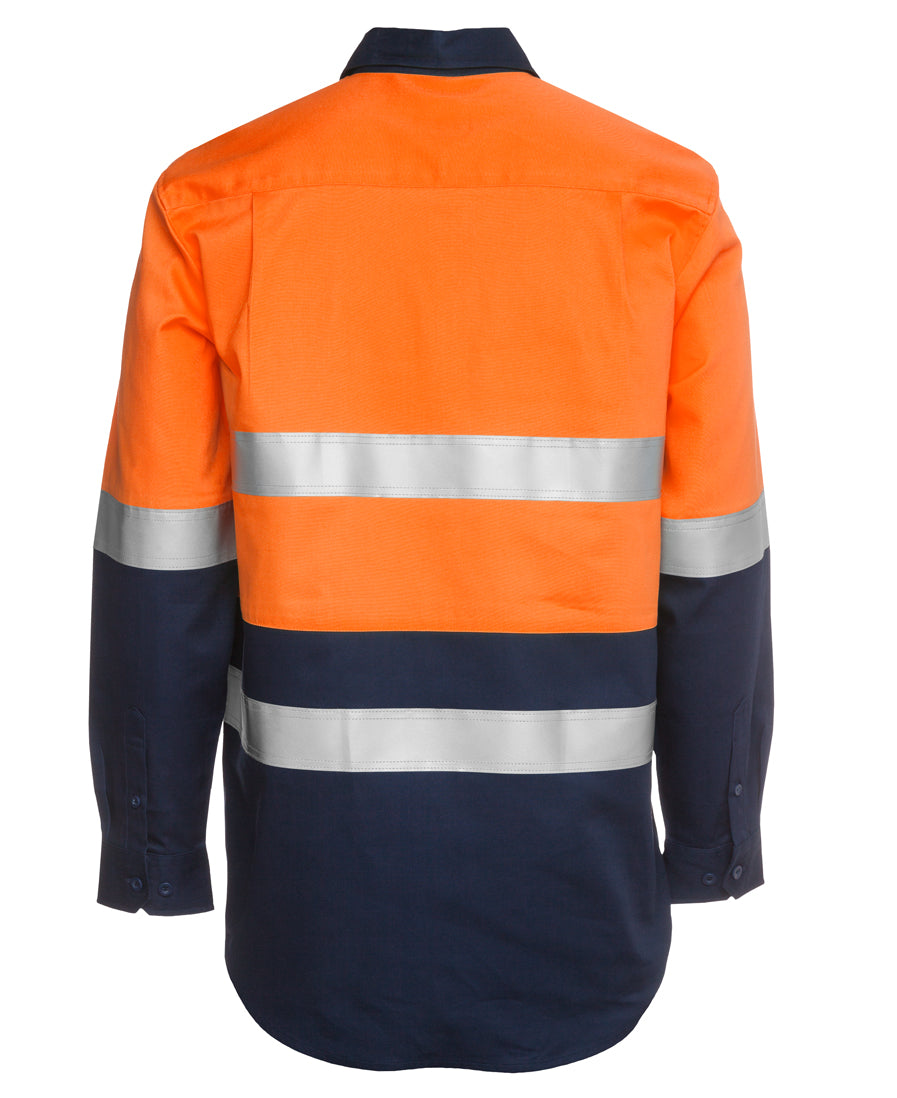 JB's Hi Vis (D+N) Close Front L/S 190g Work Shirt - Orange/Navy - Back