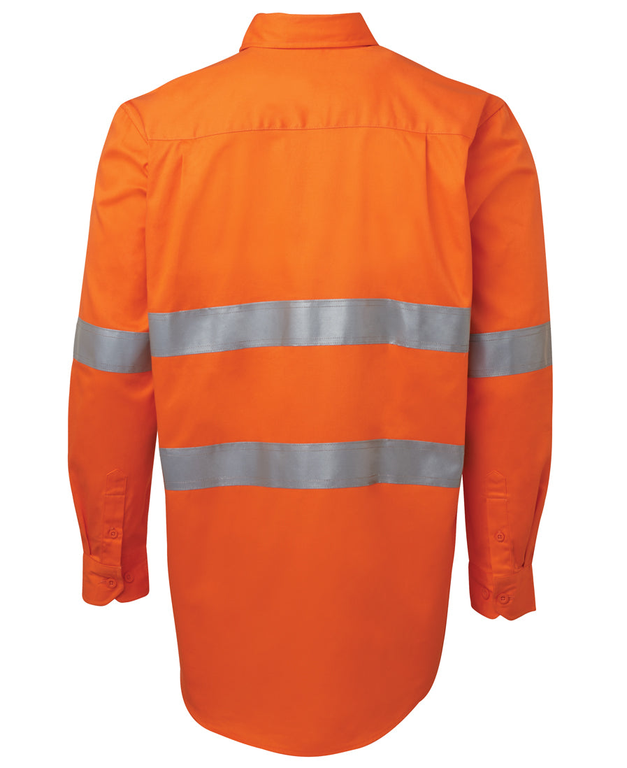 JB's Hi Vis (D+N) Close Front L/S 190g Work Shirt - Orange - Back