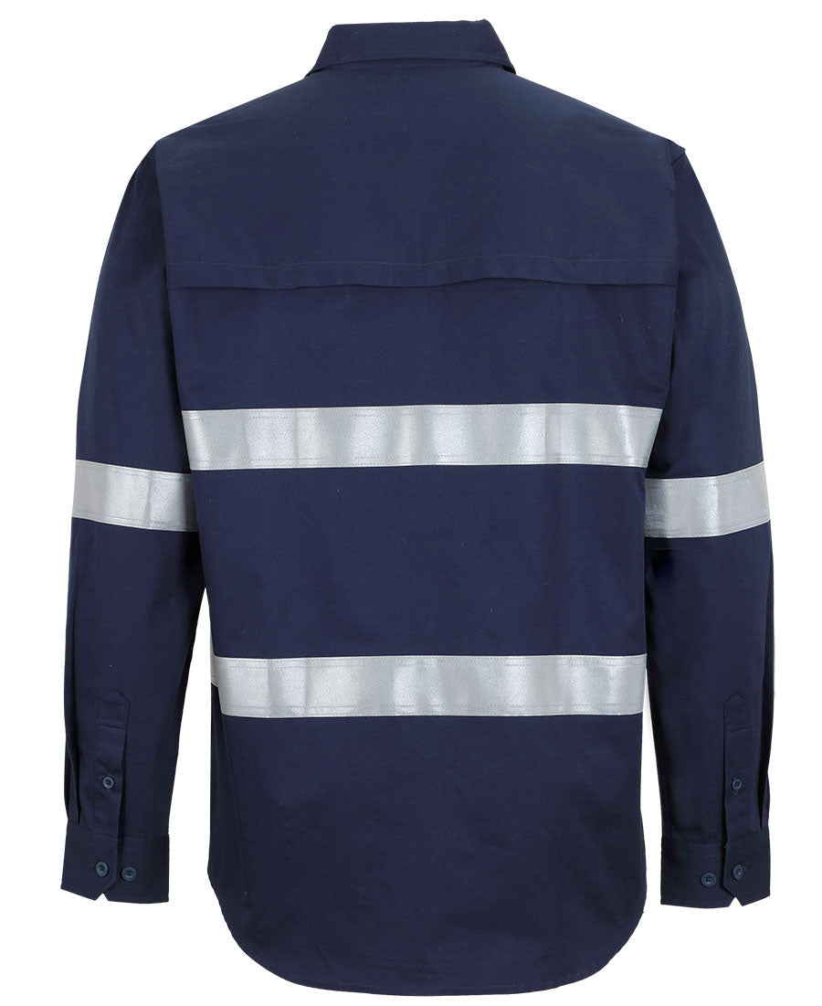 JB's Close Front L/S 150g Work Shirt Reflective Tape - Navy - Back