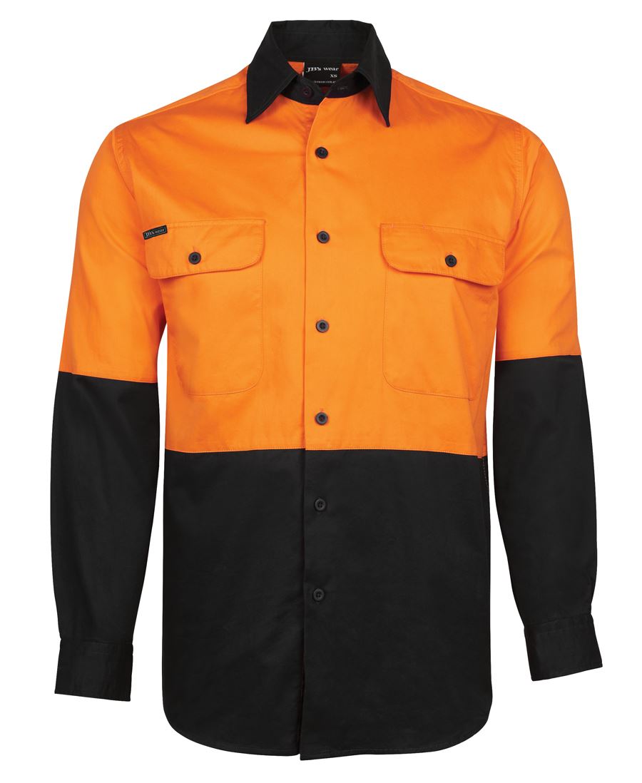JB's Hi Vis L/S 150G Work Shirt - Orange/Black - Front