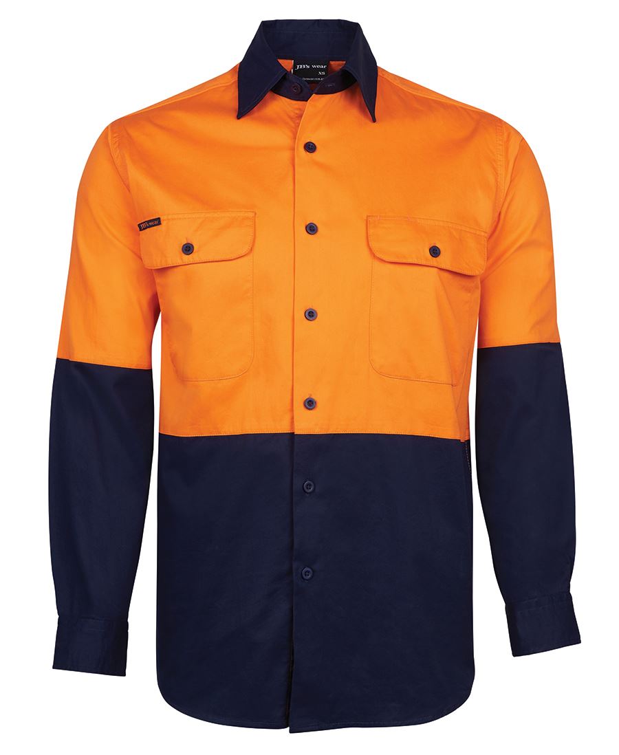 JB's Hi Vis L/S 150G Work Shirt - Orange/Navy - Front