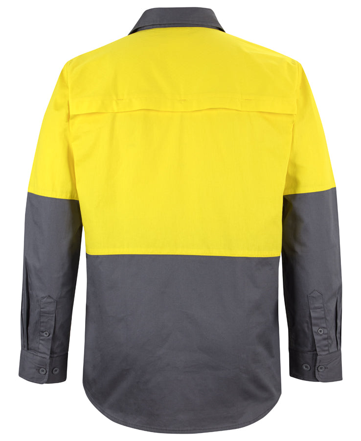 JB's Hi Vis L/S 150G Work Shirt - Yellow/Charcoal - Back