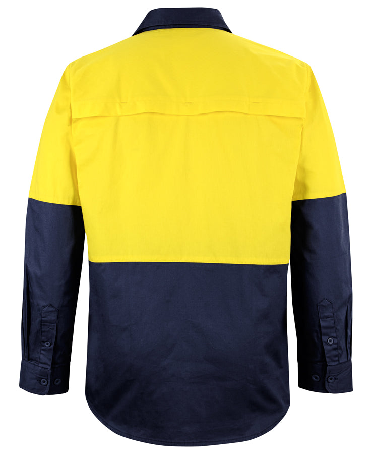 JB's Hi Vis L/S 150G Work Shirt - Yellow/Navy - Back