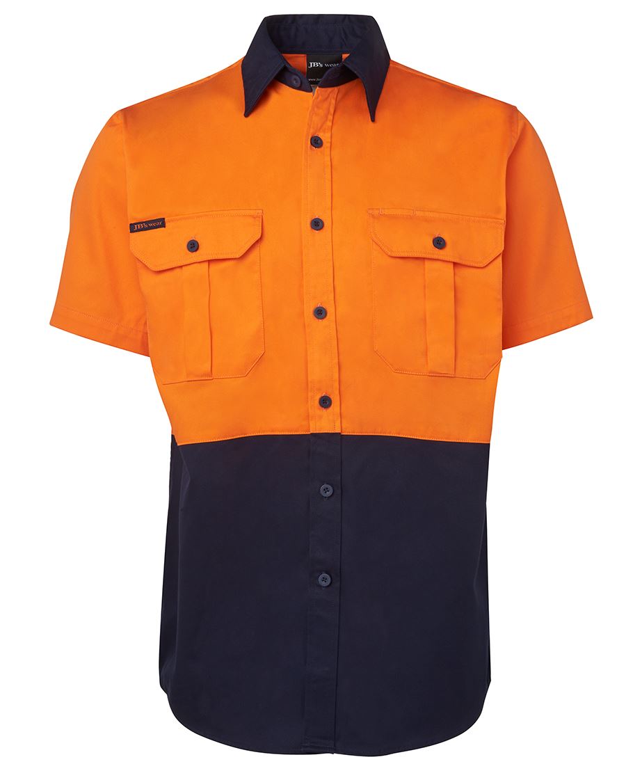 JB's Hi Vis S/S 190G Work Shirt - Orange/Navy - Front