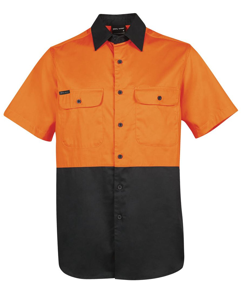 JB's Hi Vis S/S 150G Work Shirt - Orange/Black - Front