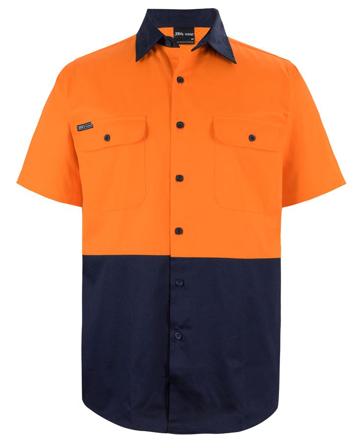 JB's Hi Vis S/S 150G Work Shirt - Orange/Navy - Front
