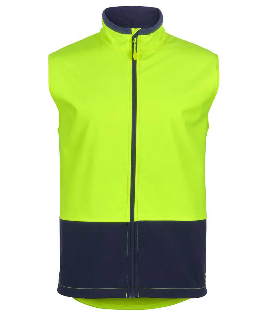 JB's Hi Vis Three Layer Softshell Vest - Lime/Navy - Front