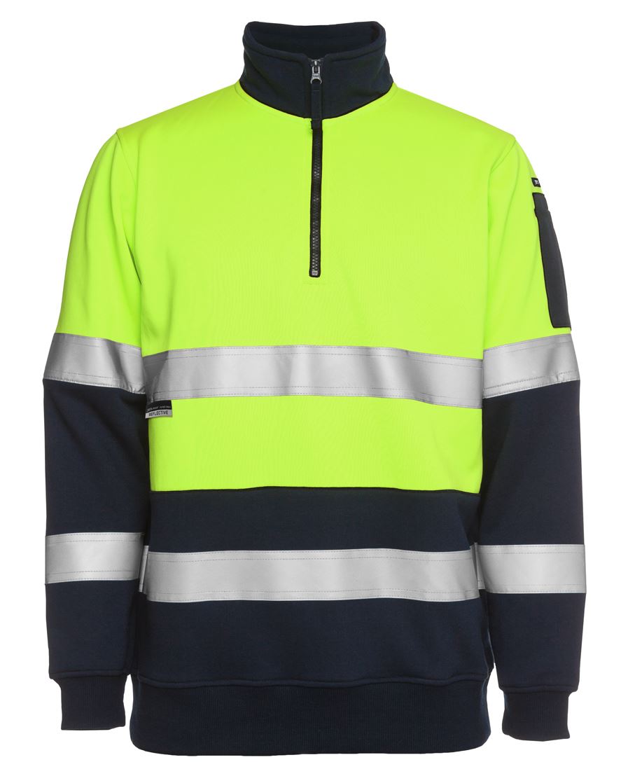 JB's Biomotion (D+N) 1/2 Zip Fleecy Sweat - Lime/Navy - Front