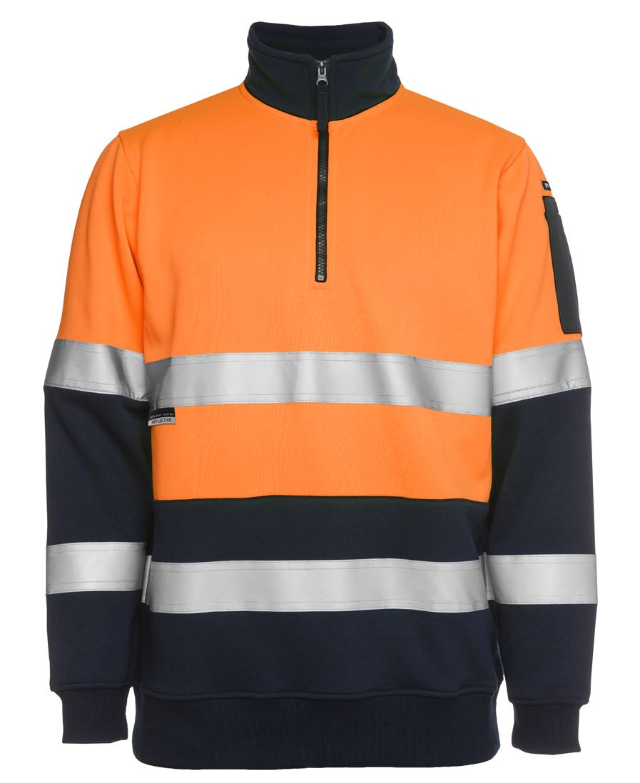 JB's Biomotion (D+N) 1/2 Zip Fleecy Sweat - Orange/Navy - Front