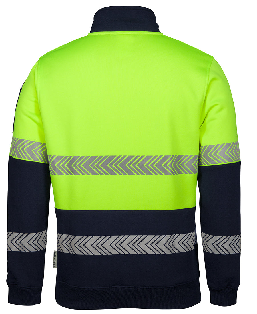 JB's Hi Vis 1/2 Zip Segmented Tape Fleecy - Lime/Navy - Back