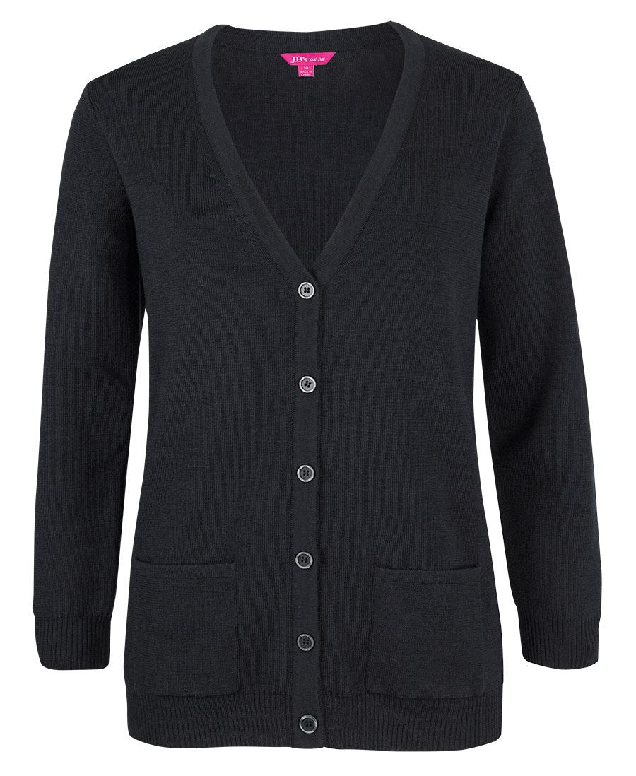 JB's Ladies Anti-Bacterial ISO 20645 Cardigan - Black - Front