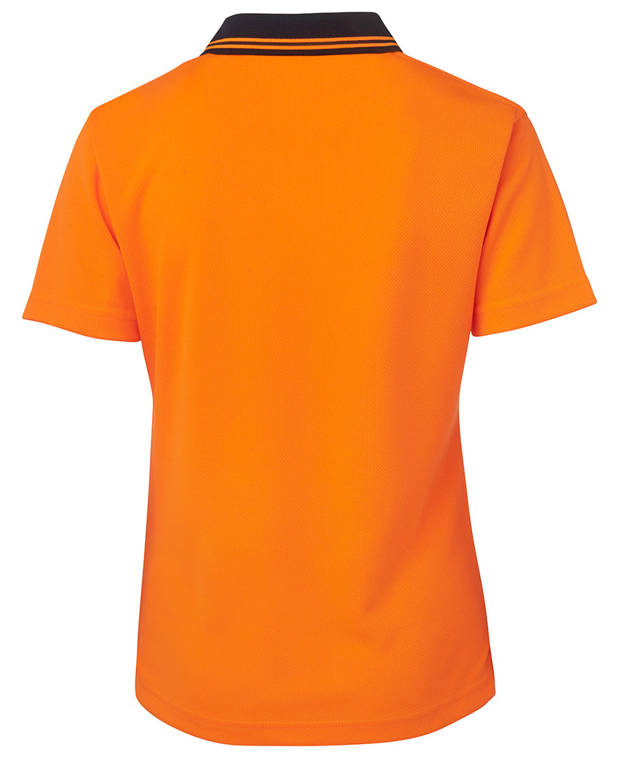 JB's Ladies Hi Vis S/S Comfort Polo - Orange/Navy - Back