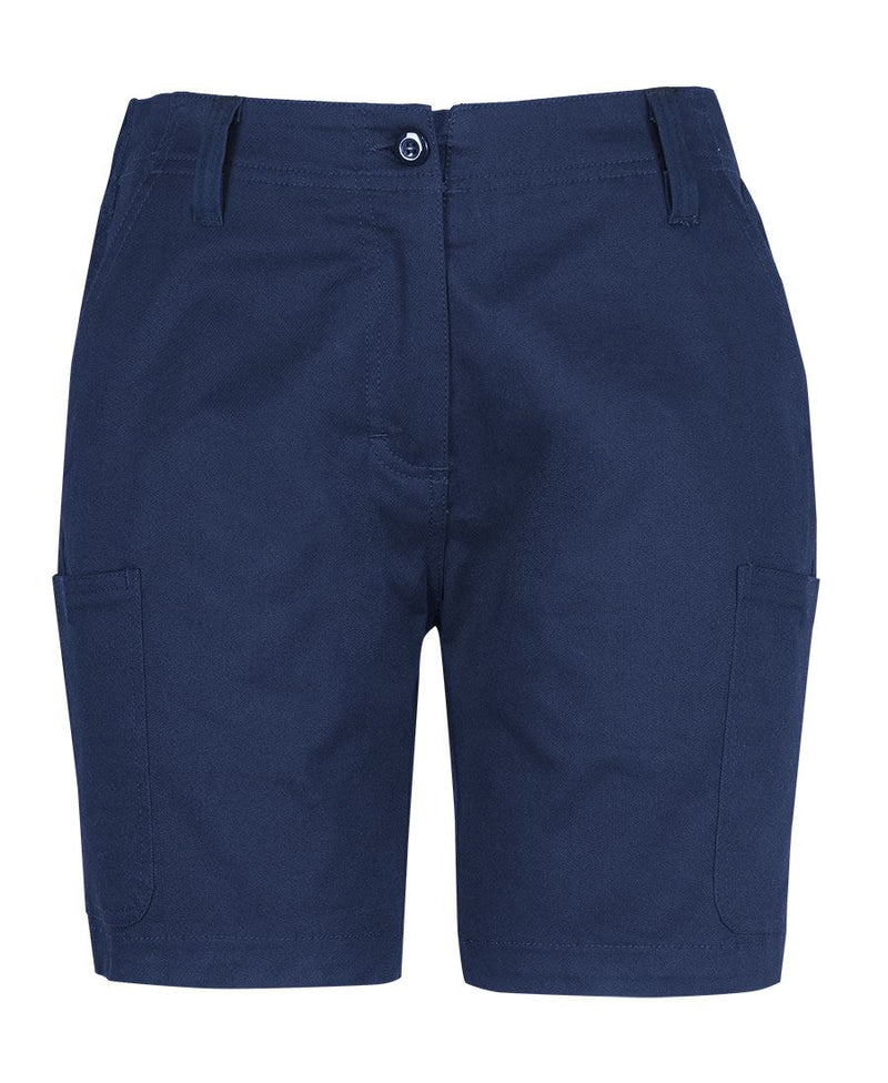 JB's Ladies Multi Pocket Stretch Twill Short - Navy - Front