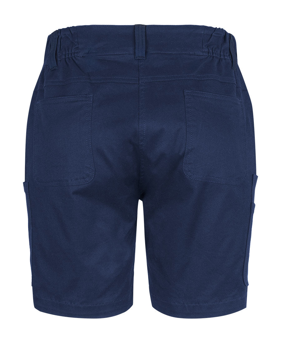 JB's Ladies Multi Pocket Stretch Twill Short - Navy - Back