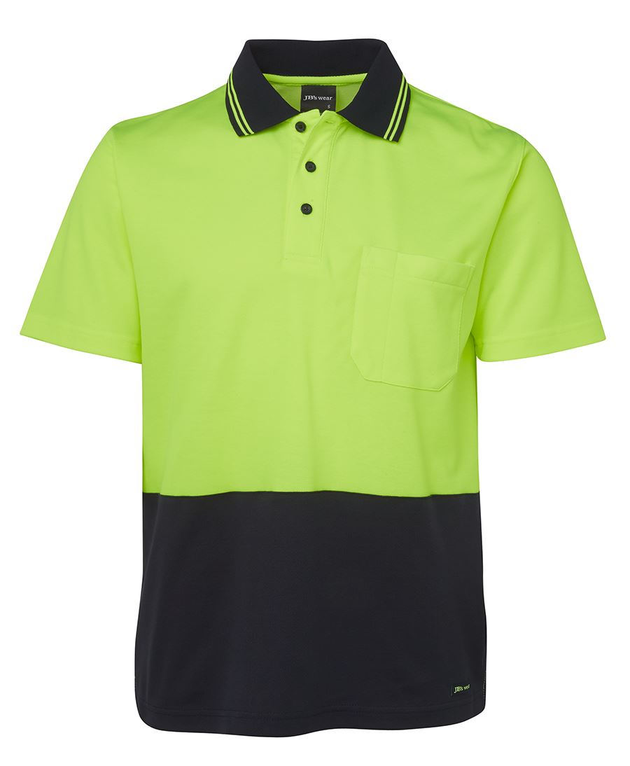 JB's Hi Vis Non Cuff S/S Cotton Back - Lime/Navy - Front