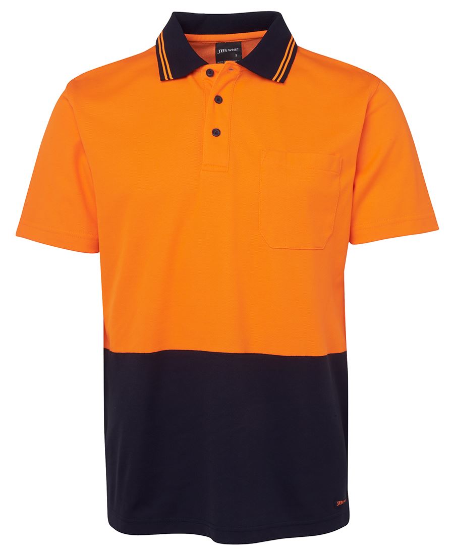 JB's Hi Vis Non Cuff S/S Cotton Back - Orange/Navy - Front