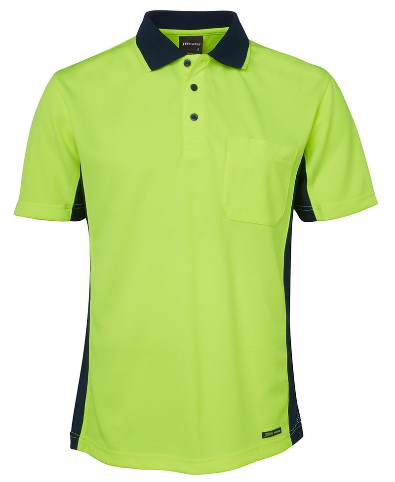 JB's Hi Vis S/S Sport Polo - Lime/Navy - Front